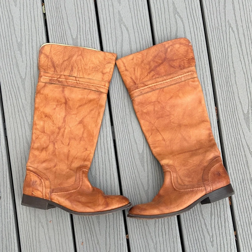 Vintage Frye Melissa Riding Boots Brown Leather Knee-High 76422 - Picture 11 of 16